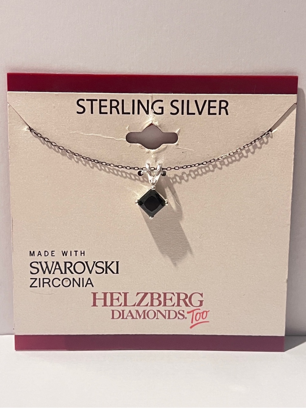 New Helzberg Diamonds Sterling Silver Princess Brown Swarovski Zirconia Pendant